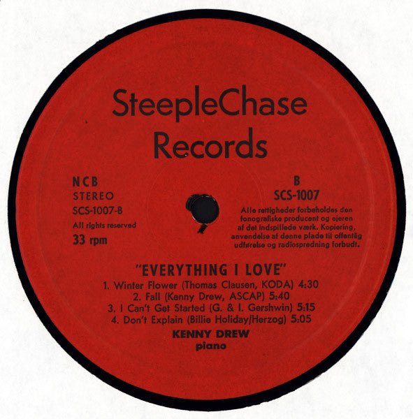 Kenny Drew - Everything I Love (Vinyl, LP, Album) Very Good Plus (VG+) / Very Good Plus (VG+)