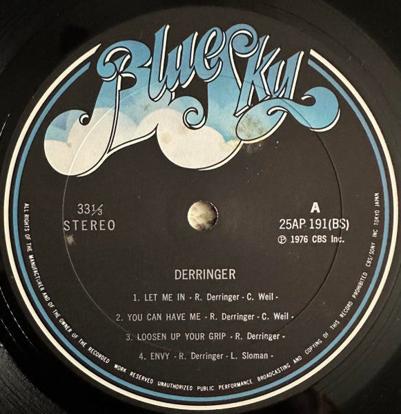 Derringer (2) - Derringer (Vinyl, LP, Album) Very Good Plus (VG+) / Very Good Plus (VG+)