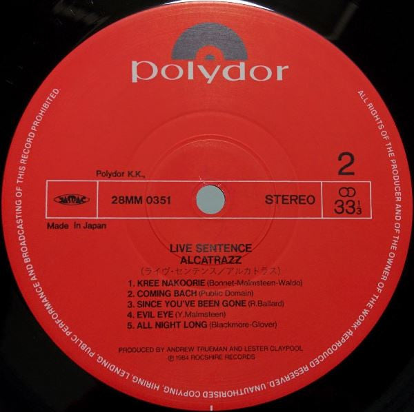 Alcatrazz - Live Sentence (No Parole From Rock 'n' Roll) (Vinyl, LP...