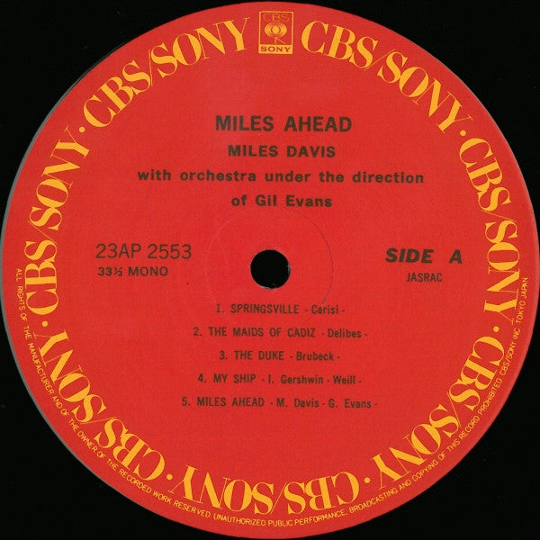 Miles Davis + 19 - Miles Ahead (Vinyl, LP, Album, Reissue, Mono)