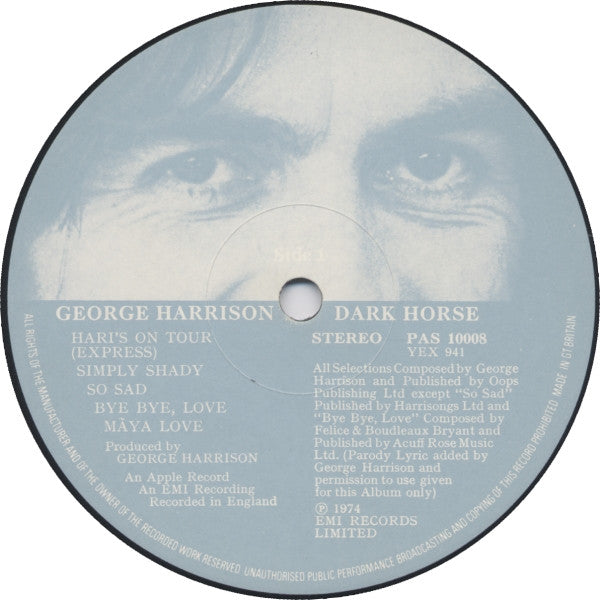 George Harrison - Dark Horse (Vinyl, LP, Album, Stereo) Very Good Plus (VG+) / Very Good (VG)