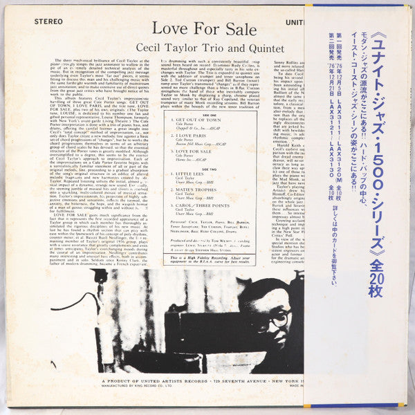 Cecil Taylor Trio - Love For Sale (Vinyl, LP, Album, Limited Editio...