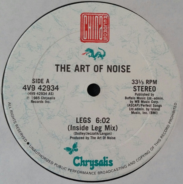 The Art Of Noise - Legs (Vinyl, 12", 33 ⅓ RPM, Single, Stereo) Very Good Plus (VG+) / Very Good (VG)