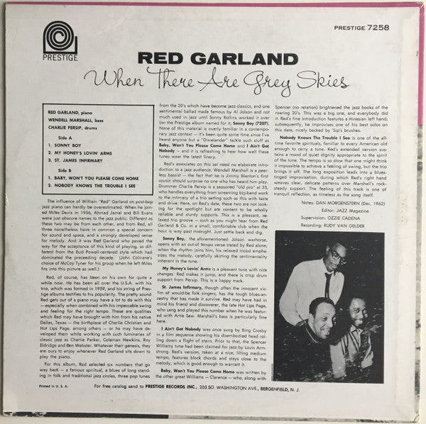 Red Garland - When There Are Grey Skies (Vinyl, LP, Album, Mono) Very Good (VG) / Very Good (VG)