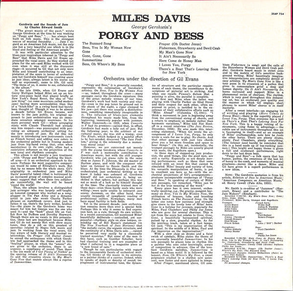 Miles Davis - Porgy And Bess (Vinyl, LP, Album, Reissue, Stereo)