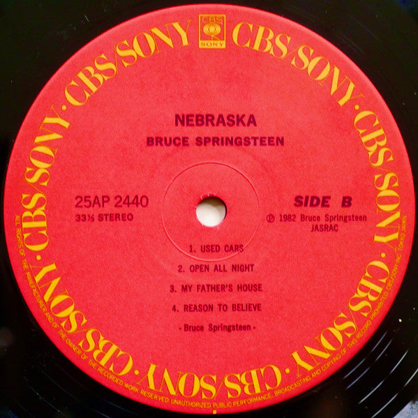 Bruce Springsteen - Nebraska (Vinyl, LP, Album, Reissue) Near Mint (NM or M-) / Very Good Plus (VG+)
