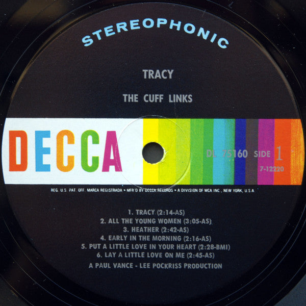 The Cuff Links - Tracy (Vinyl, LP, Album) Very Good (VG) / Very Good (VG)