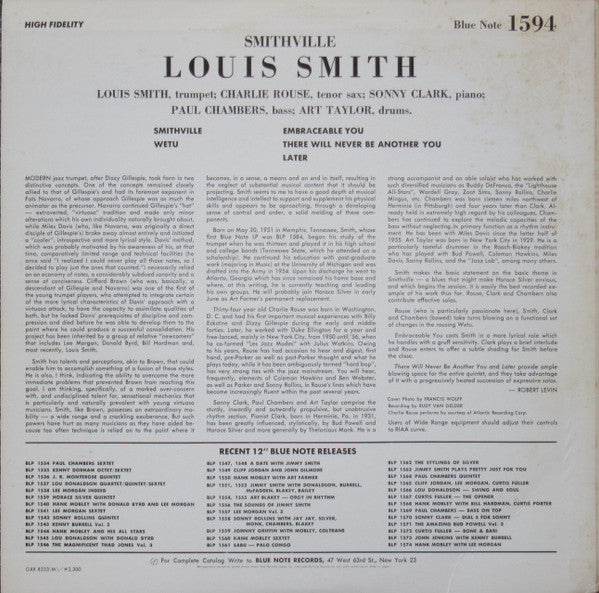 Louis Smith (2) - Smithville (Vinyl, LP, Album, Limited Edition, Reissue, Mono) Near Mint (NM or M-) / Very Good Plus (VG+)