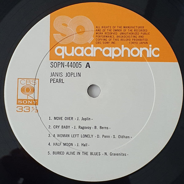 Janis Joplin - Pearl (Vinyl, LP, Album, Repress, Quadraphonic) Very Good Plus (VG+) / Very Good (VG)