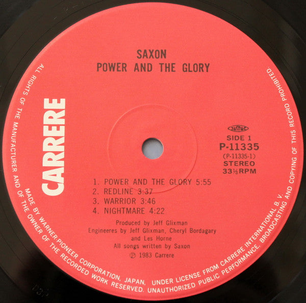 Saxon - Power & The Glory (Vinyl, LP, Album) Very Good Plus (VG+) / Very Good Plus (VG+)