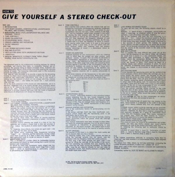 No Artist - How To Give Yourself A Stereo Check-Out (Vinyl, LP) Very Good (VG) / Very Good (VG)