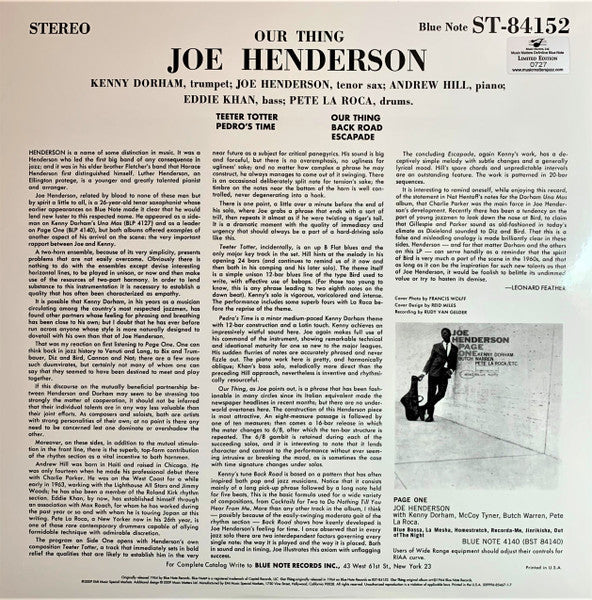 Joe Henderson - Our Thing (2xVinyl, 12", 45 RPM, Album, Limited Edition, Numbered, Reissue, Stereo) Very Good Plus (VG+) / Near Mint (NM or M-)
