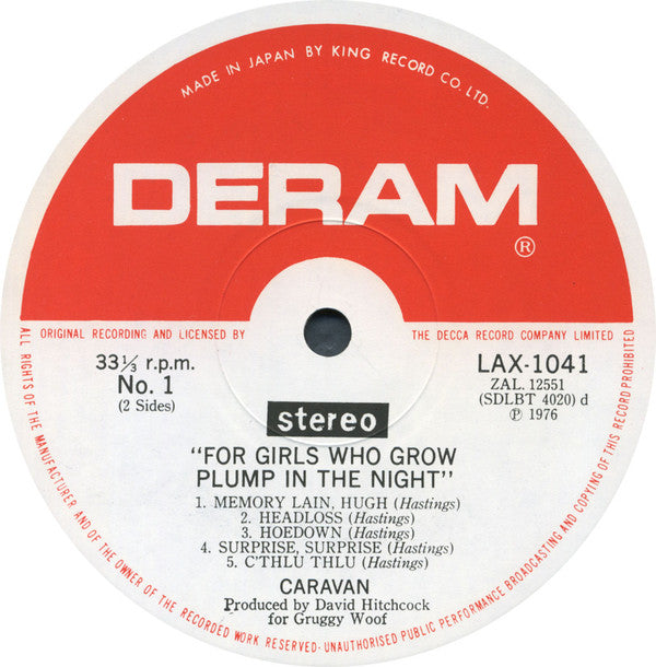 Caravan - For Girls Who Grow Plump In The Night (Vinyl, LP, Album, Reissue) Very Good Plus (VG+) / Very Good Plus (VG+)
