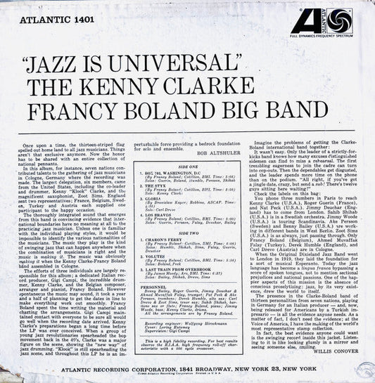 Clarke-Boland Big Band - Jazz Is Universal (Vinyl, LP, Album, Mono) Very Good Plus (VG+) / Good Plus (G+)