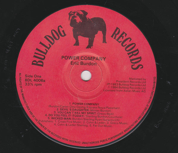 Eric Burdon - Power Company (Vinyl, LP, Album) Very Good Plus (VG+) / Very Good (VG)