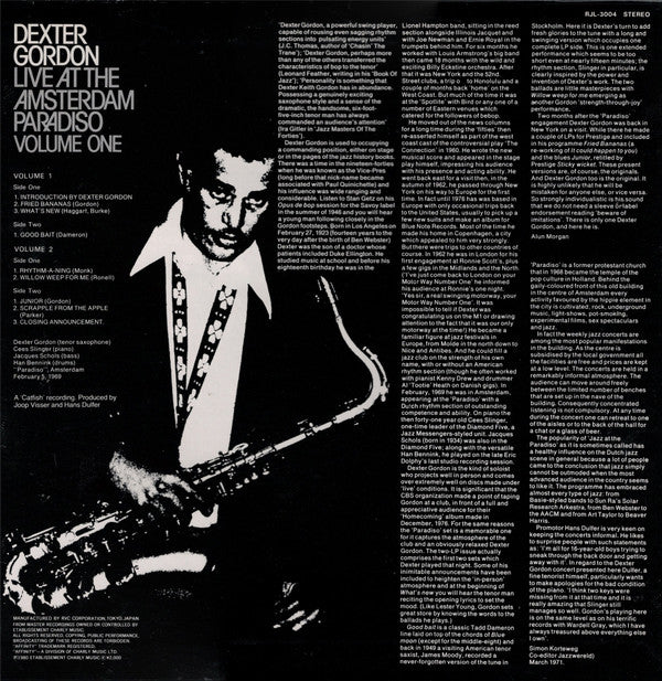 Dexter Gordon - Live At The Amsterdam Paradiso - Volume One (Vinyl, LP, Album, Reissue) Very Good (VG) / Good Plus (G+)