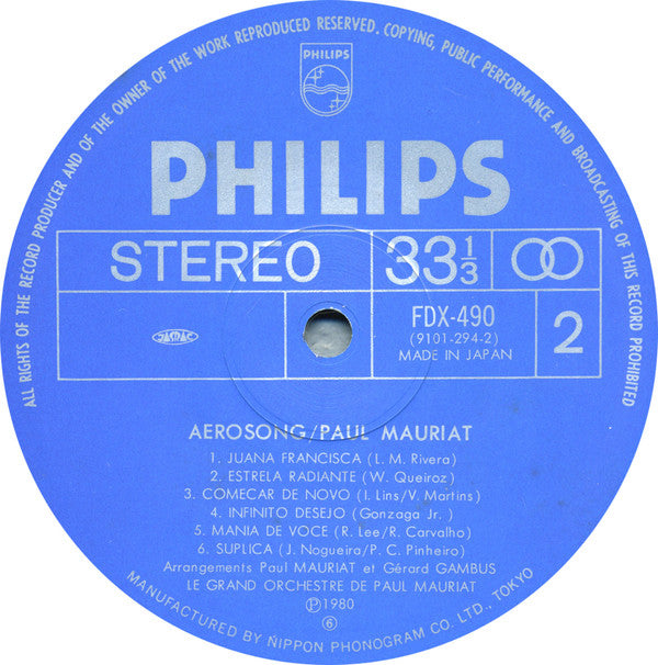 Le Grand Orchestre De Paul Mauriat - Aerosong (Vinyl, LP, Album) Near Mint (NM or M-) / Very Good (VG)