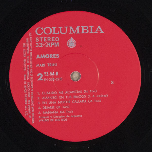 Mari Trini - Amores (Vinyl, LP, Album, Reissue) Very Good Plus (VG+) / Very Good Plus (VG+)