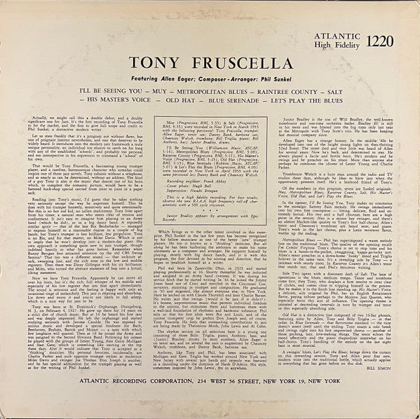Tony Fruscella - Tony Fruscella = トランペットの詩人トニー・フラッセラ (Vinyl, LP, Album, Reissue, Mono) Near Mint (NM or M-) / Very Good Plus (VG+)