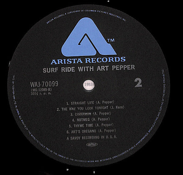 Art Pepper - Surf Ride (Vinyl, LP, Compilation, Reissue, Mono)