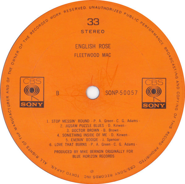 Fleetwood Mac - English Rose (Vinyl, LP, Album) Very Good Plus (VG+) / Very Good (VG)