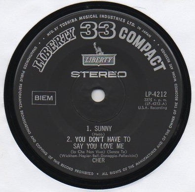 Cher - Sunny (Vinyl, 7", 33 ⅓ RPM) Very Good (VG) / Very Good (VG)