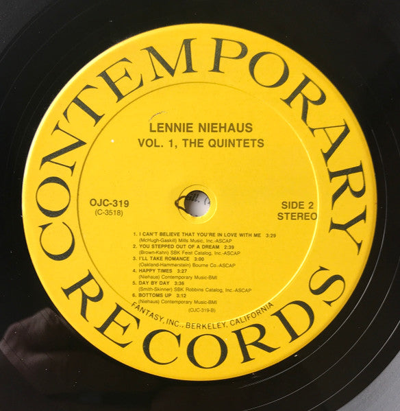 Lennie Niehaus - Vol.1 'The Quintets' (Vinyl, LP, Album, Reissue, Remastered, Stereo) Very Good Plus (VG+) / Very Good Plus (VG+)