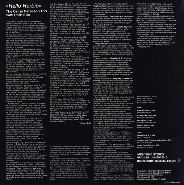 The Oscar Peterson Trio - "Hello Herbie" (Vinyl, LP, Album)