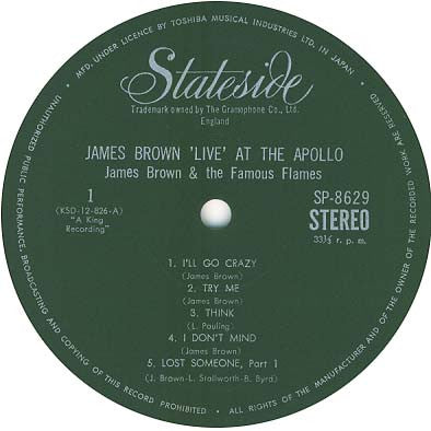 James Brown - Live At The Apollo (Vinyl, LP, Album, Stereo) Good Plus (G+) / Fair (F)