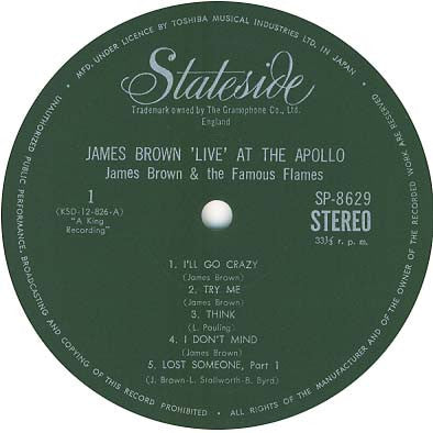 James Brown - Live At The Apollo (Vinyl, LP, Album, Stereo)