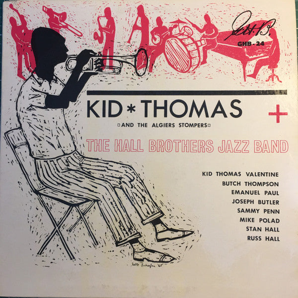 Kid Thomas And His Algiers Stompers - Kid Thomas And The Algiers Stompers + The Hall Brothers Jazz Band (Vinyl, LP) Very Good Plus (VG+) / Very Good (VG)