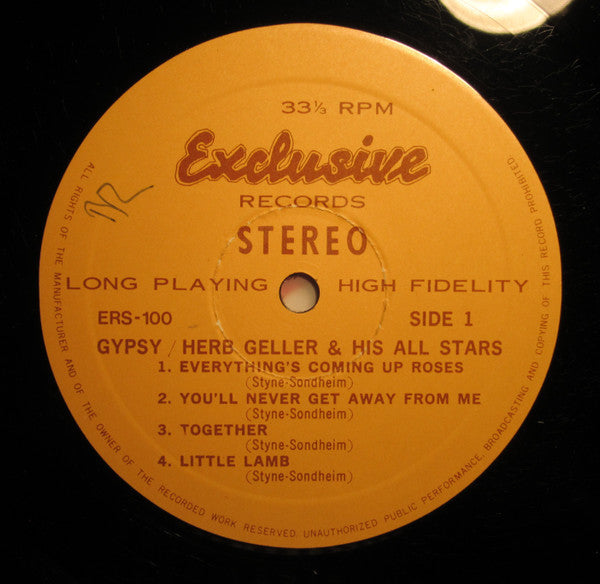 Herb Geller & His All Stars - Gypsy (Vinyl, LP, Album, Stereo)