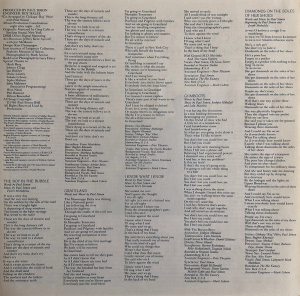 Paul Simon - Graceland (Vinyl, LP, Album) Very Good Plus (VG+) / Good Plus (G+)