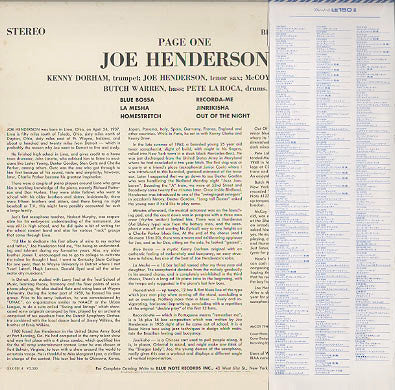 Joe Henderson - Page One (Vinyl, LP, Album, Reissue, Stereo) Very Good (VG) / Very Good (VG)