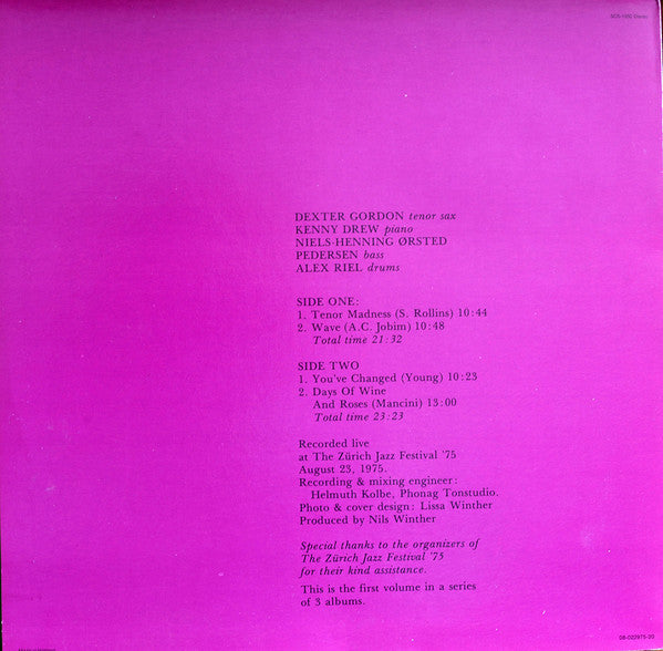 Dexter Gordon Quartet - Swiss Nights Vol. 1 (Vinyl, LP, Album, Limited Edition, Reissue, Stereo) Very Good Plus (VG+) / Very Good (VG)