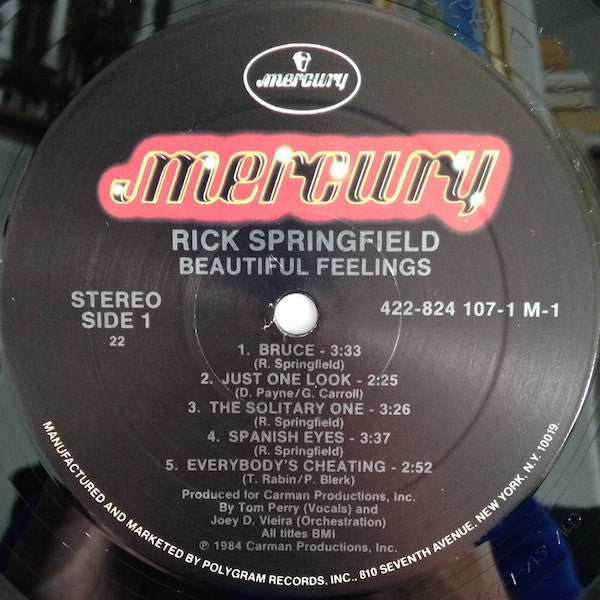 Rick Springfield - Beautiful Feelings (Vinyl, LP, Album, Stereo)