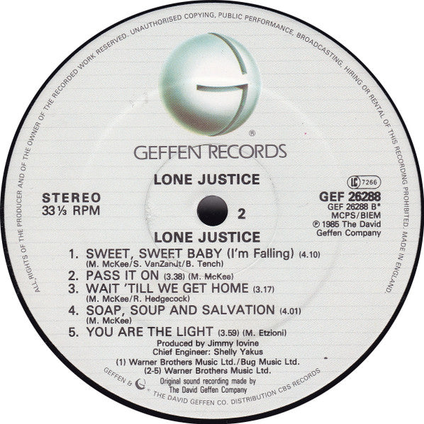 Lone Justice - Lone Justice (Vinyl, LP, Album, Stereo) Very Good (VG) / Very Good (VG)