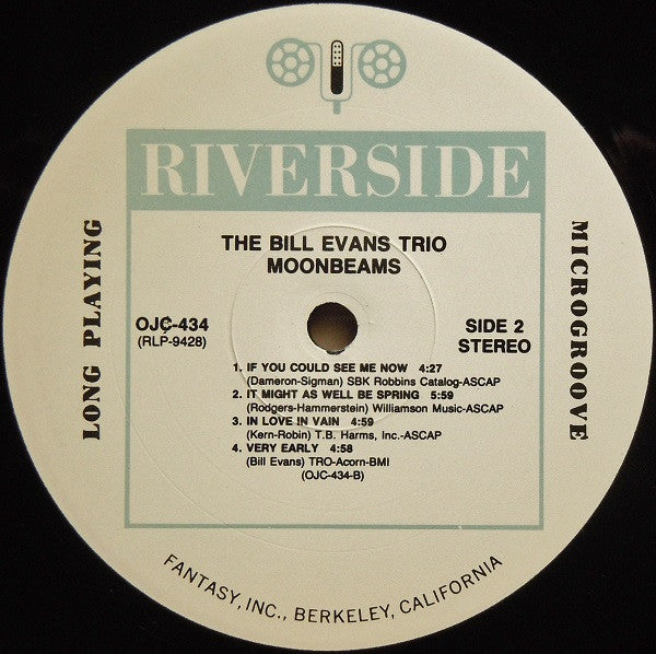 The Bill Evans Trio - Moon Beams (Vinyl, LP, Album, Reissue, Remastered, Stereo) Very Good (VG) / Very Good Plus (VG+)
