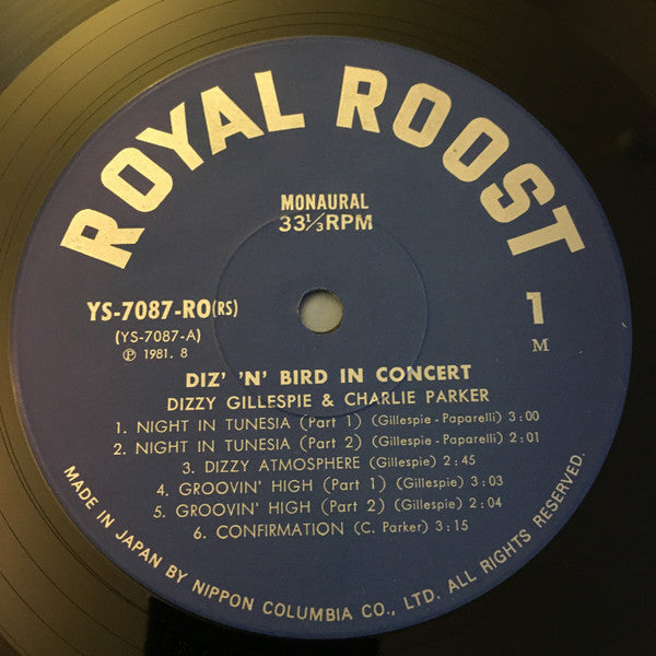 Dizzy Gillespie - Diz 'N' Bird In Concert (Vinyl, LP, Album, Compilation, Reissue, Mono) Very Good Plus (VG+) / Very Good Plus (VG+)