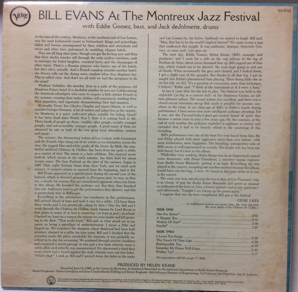 Bill Evans - At The Montreux Jazz Festival (Vinyl, LP, Album, Stereo)