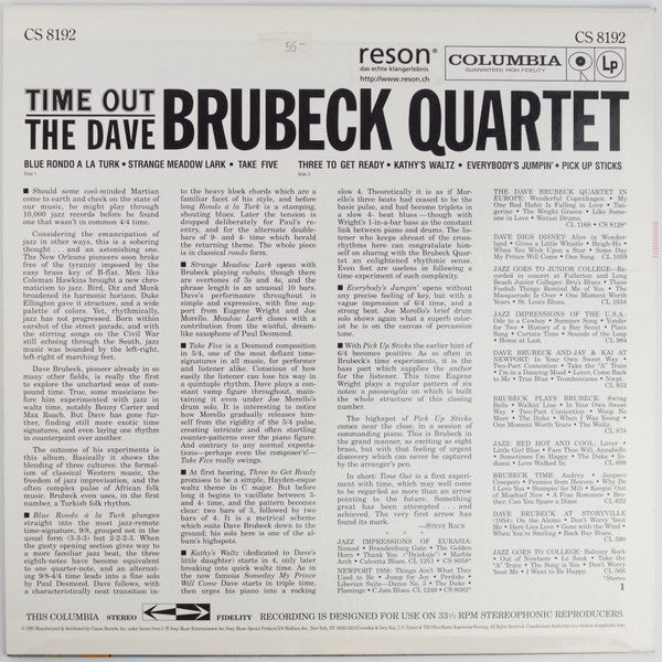 The Dave Brubeck Quartet - Time Out (Vinyl, LP, Album, Reissue, Remastered) Near Mint (NM or M-) / Near Mint (NM or M-)