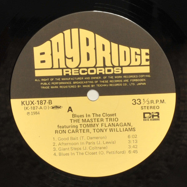 The Master Trio - Blues In The Closet (Vinyl, LP, Album, Stereo) Near Mint (NM or M-) / Very Good Plus (VG+)