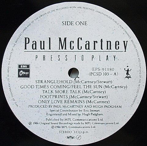 Paul McCartney - Press To Play (Vinyl, LP, Album, Stereo) Very Good Plus (VG+) / Very Good Plus (VG+)