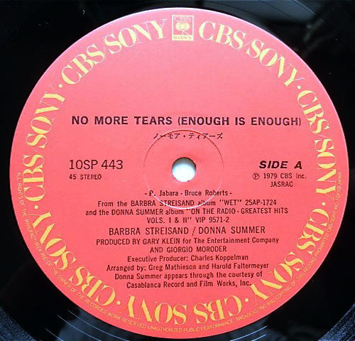 Barbra Streisand - No More Tears (Enough Is Enough) (Vinyl, 12", Ma...
