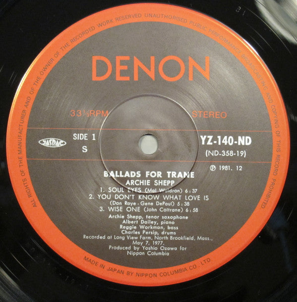 Archie Shepp - Ballads For Trane (Vinyl, LP, Album, Reissue) Near Mint (NM or M-) / Very Good Plus (VG+)