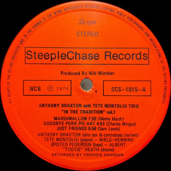 Anthony Braxton - In The Tradition (Vinyl, LP, Album, Stereo) Very Good (VG) / Good Plus (G+)