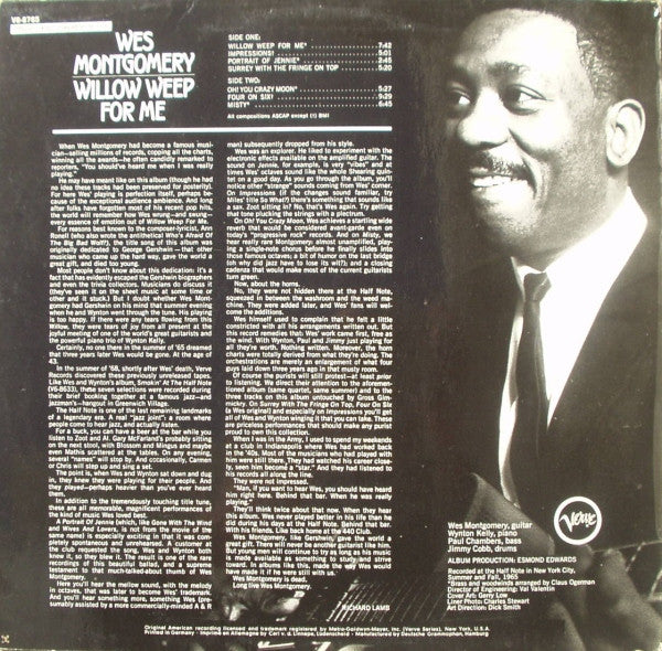 Wes Montgomery - Willow Weep For Me (Vinyl, LP, Album, Stereo) Good Plus (G+) / Good Plus (G+)