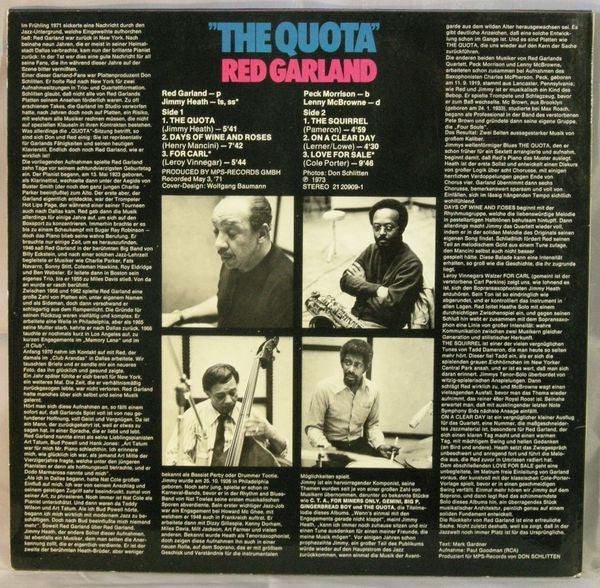 Red Garland - The Quota (Vinyl, LP, Album, Stereo) Very Good Plus (VG+) / Very Good Plus (VG+)