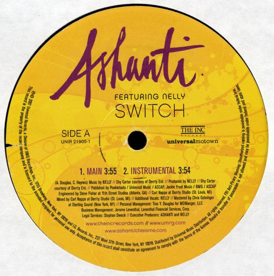Ashanti - Switch (Vinyl, 12", Promo) Very Good Plus (VG+) / Very Good Plus (VG+)