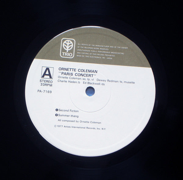 Ornette Coleman - Paris Concert (Vinyl, LP, Album)